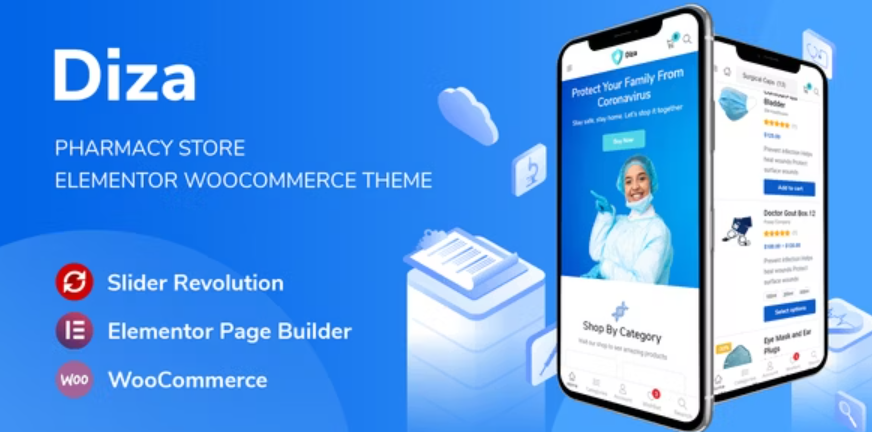 Diza v1.2.13 – 药店 Elementor WooCommerce 主题