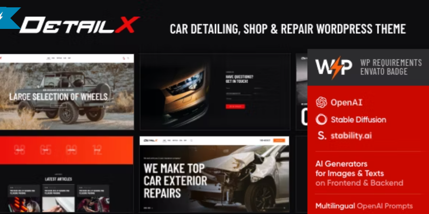 DetailX v1.6.0 – 汽车美容、商店和维修 WordPress 主题
