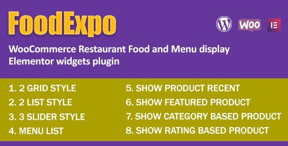 FoodExpo v1.0 – WooCommerce餐厅食品菜单显示Elementor小部件插件