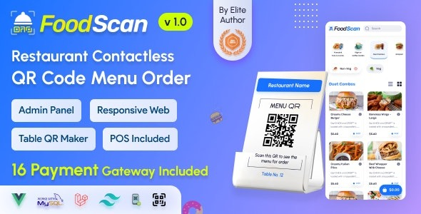 FoodScan v1.3—二维码餐厅菜单制作和非接触式餐桌点菜系统与餐厅POS