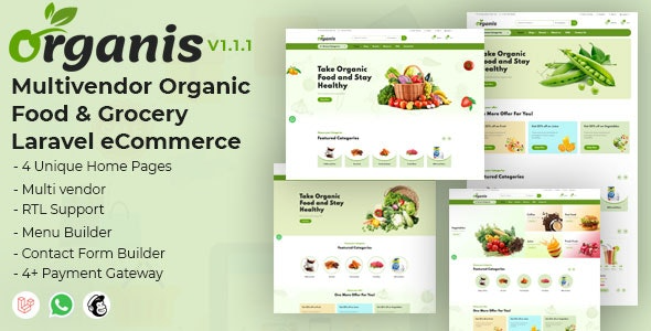 Organis v1.2.1 – 多供应商有机食品和杂货 Laravel 电子商务