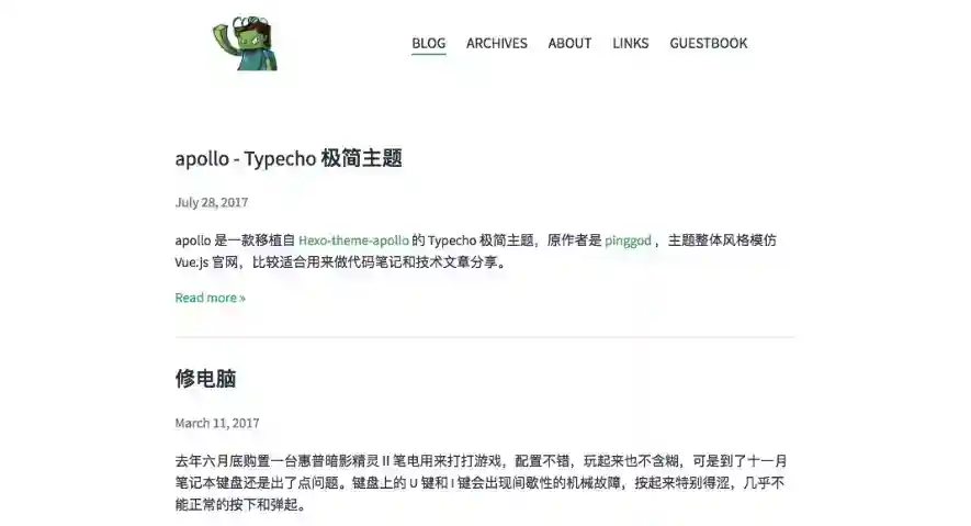 apollo一款极简Typecho主题